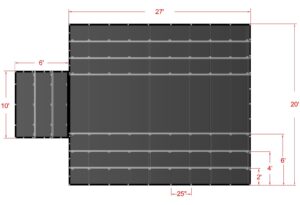 20' x 27' Steel Tarps with flap diagram with dimensions