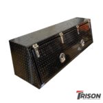 20" High x 16" Deep x 72" Wide Storage Box - Powdercoated Checkerplate Single Door with Whale Tail Handles.